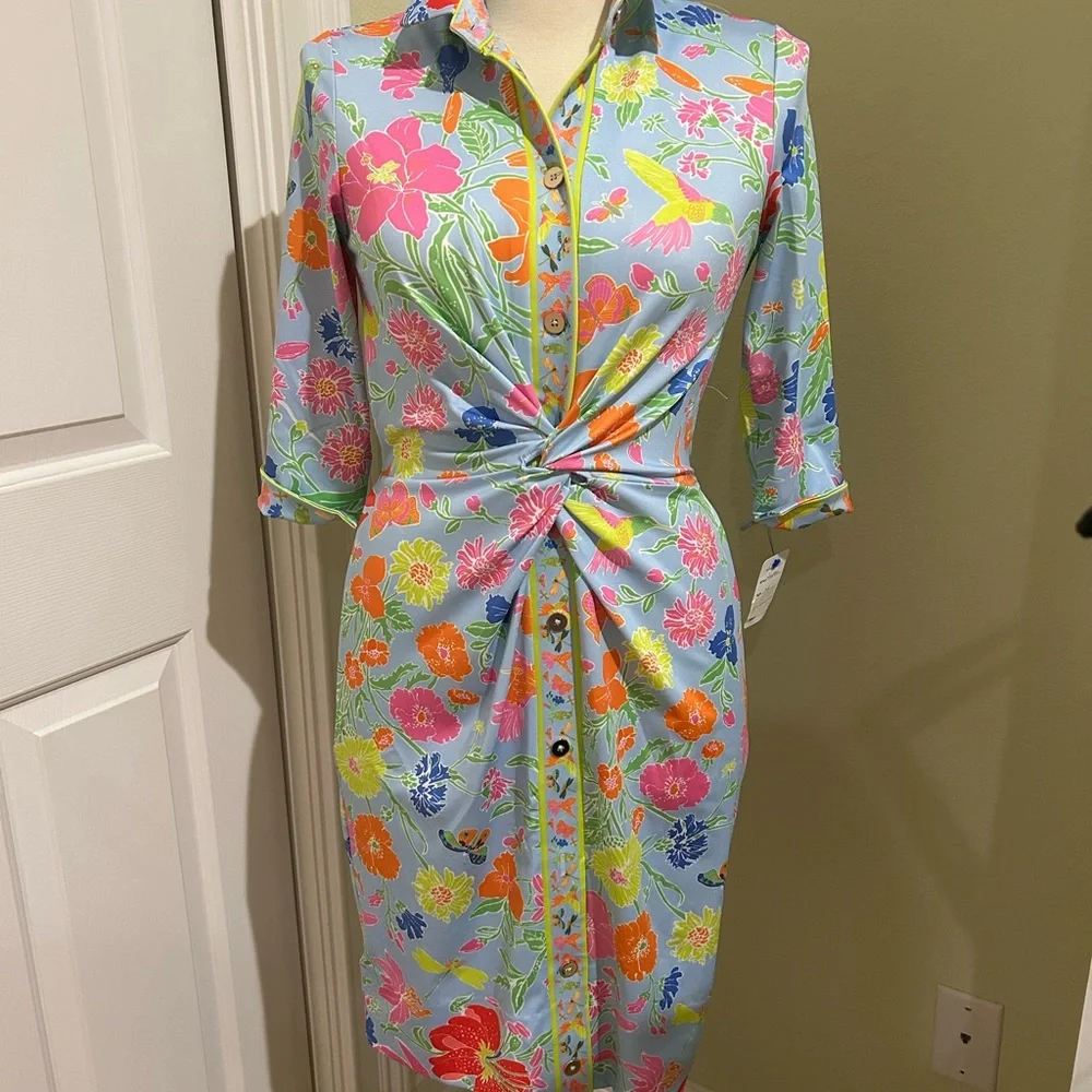 Gretchen Scott Designs Colorful Floral Midi Dress - Picture 1 of 3